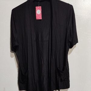 Black Open Front Cardigan,XL,New,Pockets, Stretchy